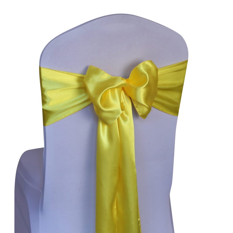 WELMATCH Yellow Satin Chair Sashes Ties 12 pcs Wedding Banquet Party Event Decoration Chair Bows (Yellow, 12) - Image 1